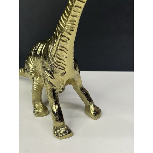 Metal Dinosaur Sculpture Figurine Brachiosaurus 13" X 10" Gold Dino Decor Figure - Picture 8 of 11